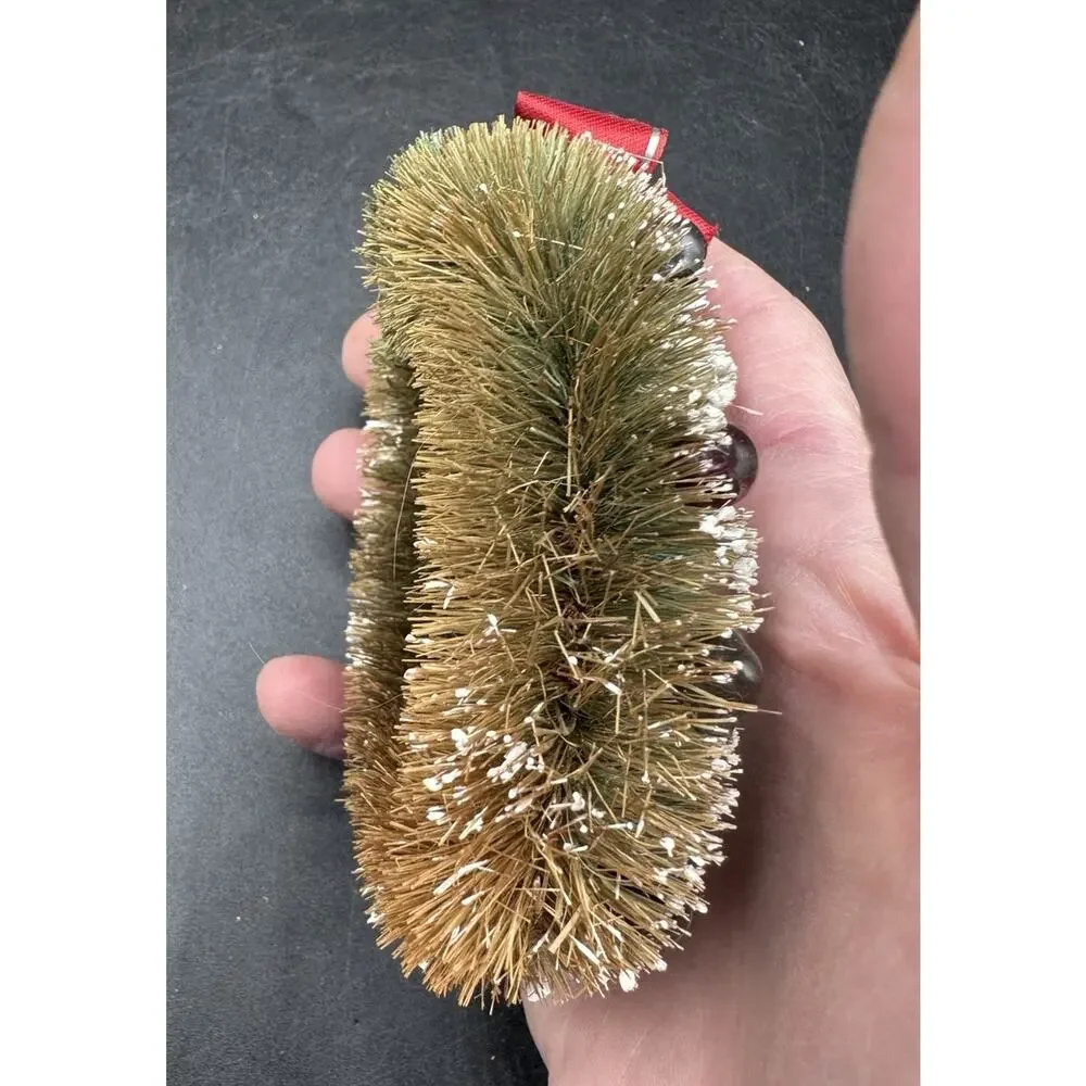Vintage Bottle Brush Wreath Christmas Decoration with Balls Glitter TO5